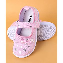 Cute Walk by Babyhug Slip On Casual Shoes with Velcro Closure & Polka Dots Print - Pink