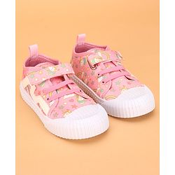 Cute Walk by Babyhug Slip On Casual Shoes with Velcro Closure & Unicorn Print - Pink