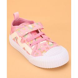 Cute Walk by Babyhug Slip On Casual Shoes with Velcro Closure & Unicorn Print - Pink