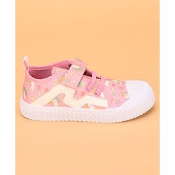 Cute Walk by Babyhug Slip On Casual Shoes with Velcro Closure & Unicorn Print - Pink