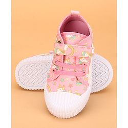 Cute Walk by Babyhug Slip On Casual Shoes with Velcro Closure & Unicorn Print - Pink