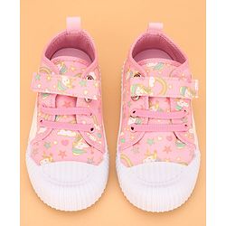 Cute Walk by Babyhug Slip On Casual Shoes with Velcro Closure & Unicorn Print - Pink