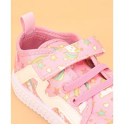 Cute Walk by Babyhug Slip On Casual Shoes with Velcro Closure & Unicorn Print - Pink