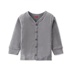 Babyhug Cotton Full Sleeves Front Open Thermal Vest Solid Colour - Grey