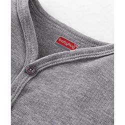Babyhug Cotton Full Sleeves Front Open Thermal Vest Solid Colour - Grey