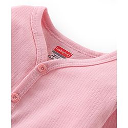 Babyhug Cotton Full Sleeves Front Open Thermal Vest Solid Colour - Pink