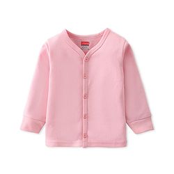 Babyhug Cotton Full Sleeves Front Open Thermal Vest Solid Colour - Pink