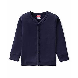 Babyhug Front Open Full Sleeves Solid Thermal Vest - Navy Blue
