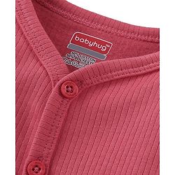 Babyhug Cotton Full Sleeves Front Open Thermal Vest Solid Colour - Coral