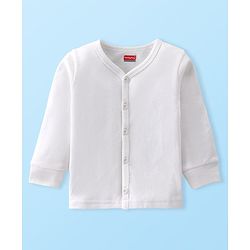 Babyhug Front Open Full Sleeves Solid Thermal Vest - Off White