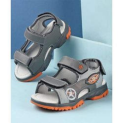 Cute Walk by Babyhug Double Velcro Closure Star Printed Sandals - Grey