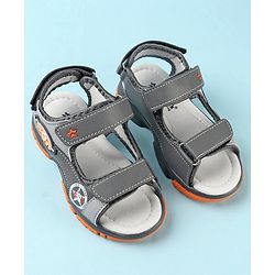 Cute Walk by Babyhug Double Velcro Closure Star Printed Sandals - Grey
