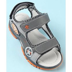 Cute Walk by Babyhug Double Velcro Closure Star Printed Sandals - Grey