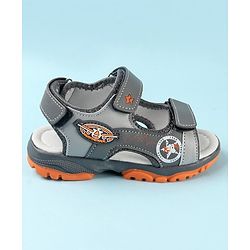Cute Walk by Babyhug Double Velcro Closure Star Printed Sandals - Grey