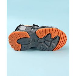 Cute Walk by Babyhug Double Velcro Closure Star Printed Sandals - Grey