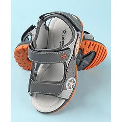 Cute Walk by Babyhug Double Velcro Closure Star Printed Sandals - Grey