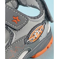 Cute Walk by Babyhug Double Velcro Closure Star Printed Sandals - Grey
