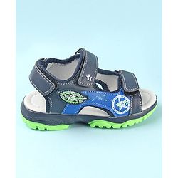 Cute Walk by Babyhug Double Velcro Closure Star Printed Sandals - Grey