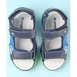 Cute Walk by Babyhug Double Velcro Closure Star Printed Sandals - Grey