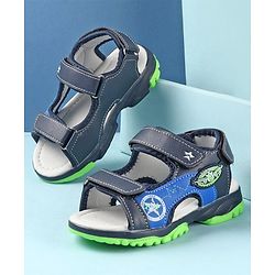 Cute Walk by Babyhug Double Velcro Closure Star Printed Sandals - Grey