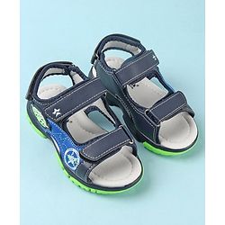 Cute Walk by Babyhug Double Velcro Closure Star Printed Sandals - Blue