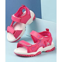 Cute Walk by Babyhug Sandals with Velcro Closure & Butterfly Applique -  Fuchsia