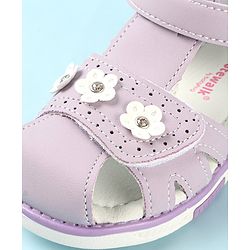 Cute Walk by Babyhug Slip On Sandals with Floral Appliques & Velcro Closure - Purple