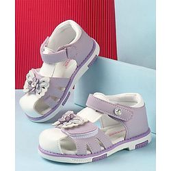 Cute Walk by Babyhug Slip On Sandals with Butterfly Applique & Velcro Closure - Purple
