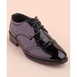 Cute Walk by Babyhug Lace Up Shinny Formal & Party Wear Shoes - Black