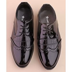 Cute Walk by Babyhug Lace Up Shinny Formal & Party Wear Shoes - Black