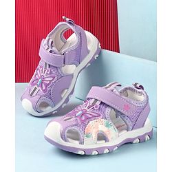 Cute Walk by Babyhug Butterfly Applique Velcro Closure Sandals - Purple