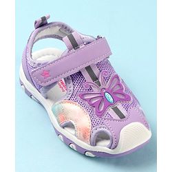 Cute Walk by Babyhug Butterfly Applique Velcro Closure Sandals - Purple