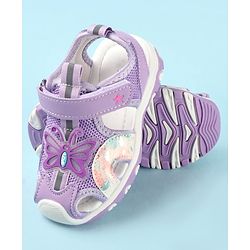 Cute Walk by Babyhug Butterfly Applique Velcro Closure Sandals - Purple