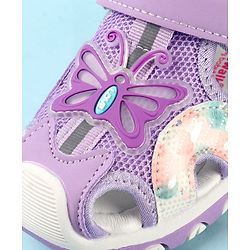 Cute Walk by Babyhug Butterfly Applique Velcro Closure Sandals - Purple