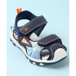 Cute Walk by Babyhug Double Velcro Closure Camo Printed Sandals - Blue