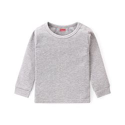 Babyhug Pull Over Full Sleeve Solid Color Thermal Vest - Light Grey