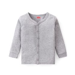 Babyhug Full Sleeves Solid Colour Front Open Thermal Vest & Pant Set - Grey