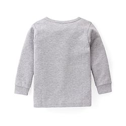 Babyhug Full Sleeves Solid Colour Front Open Thermal Vest & Pant Set - Grey