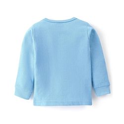 Babyhug Full Sleeves Front Open Solid Thermal Vest & Pant - Blue