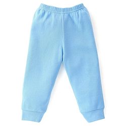 Babyhug Full Sleeves Front Open Solid Thermal Vest & Pant - Blue