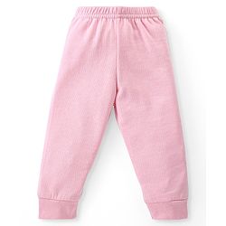Babyhug Full Sleeves Front Open Solid Thermal Vest & Pant - Pink