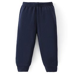 Babyhug Full Sleeves Front Open & Solid Colour Thermal Vest and Pant Set - Navy Blue