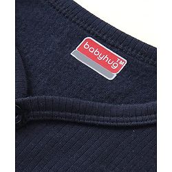 Babyhug Full Sleeves Front Open & Solid Colour Thermal Vest and Pant Set - Navy Blue