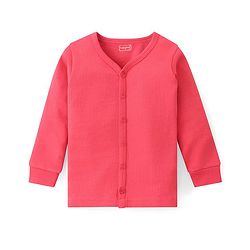 Babyhug Full Sleeves Front Open & Solid Colour Thermal Vest and Pant Set - Coral
