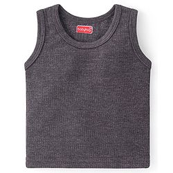 Babyhug Solid Full Sleeves Thermal Vests & Pant Set - Dark Grey