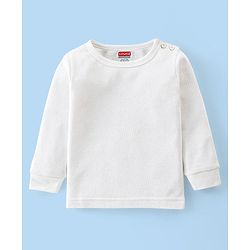 Babyhug Full Sleeves Solid Thermal Vests & Pant Set - Offwhite