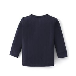 Babyhug Full Sleeves Solid Thermal Vests & Pant Set -Dark Navy Blue