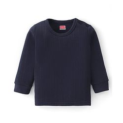 Babyhug Full Sleeves Solid Thermal Vests & Pant Set -Dark Navy Blue