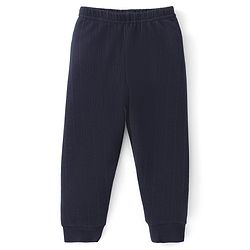 Babyhug Full Sleeves Solid Thermal Vests & Pant Set -Dark Navy Blue