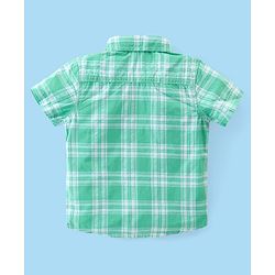 Babyhug Cotton Woven Half Sleeves Checked Shirt & Shorts Set - White & Green